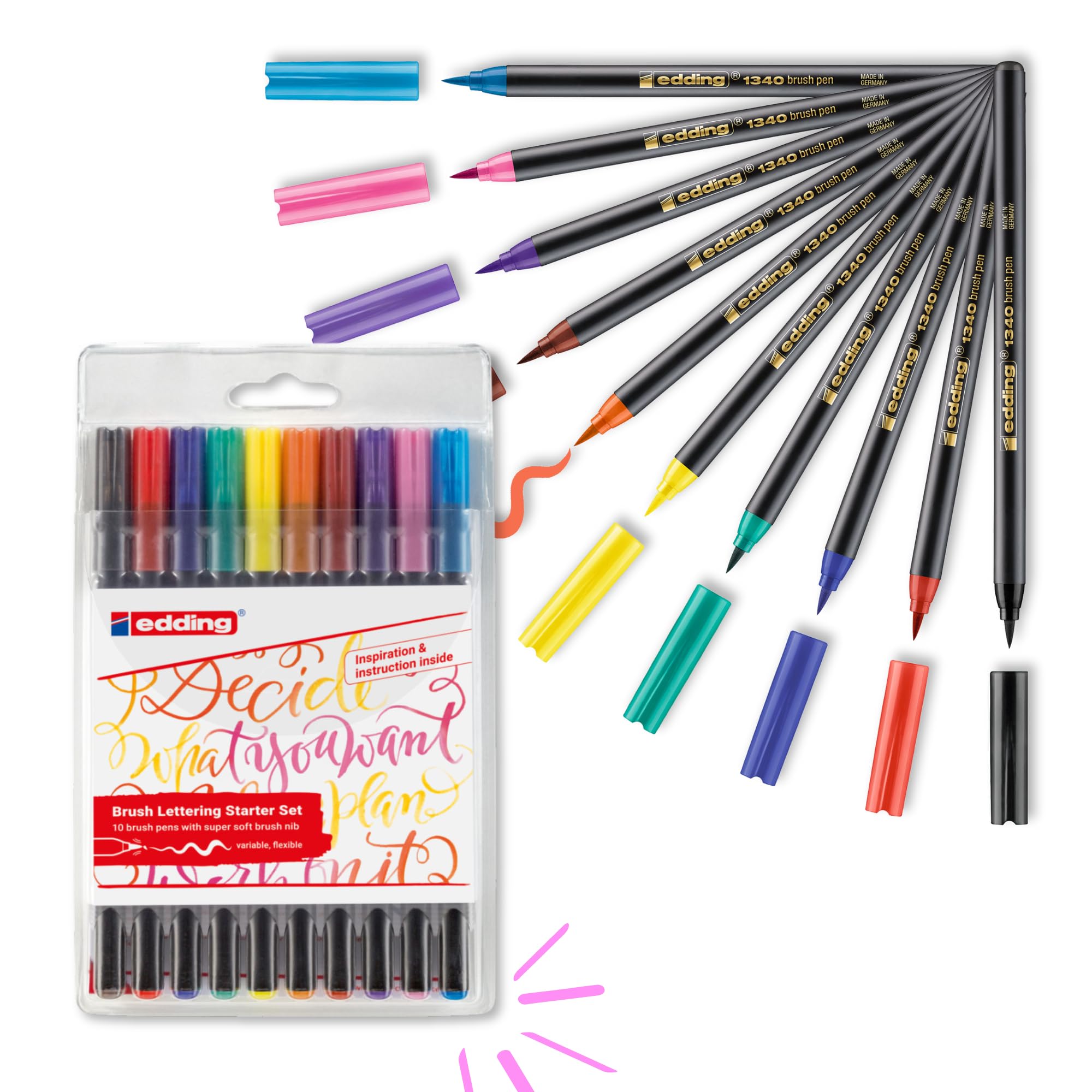 Amazon.com: edding 1340 Brush Pen Set, 10-Colors : Office Products